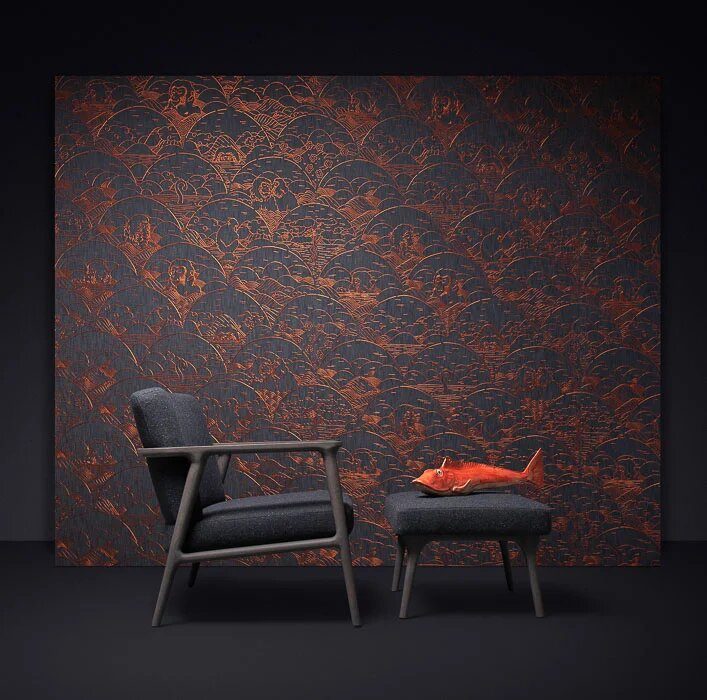 Бельгийские обои Arte, коллекция Moooi Tokyo Blue, артикул MO3000