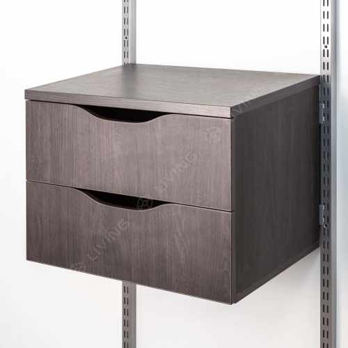 картинка Тумба ЛДСП GARDIE 581х431х416мм, 2 ящика, напр. Hettich, карбон, арт. 1542 от LIVING