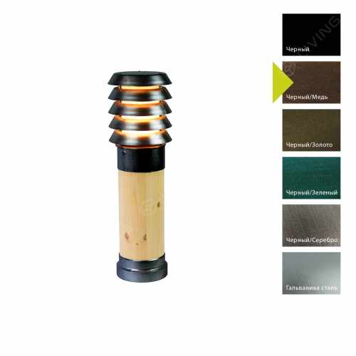 картинка Фонарь Norlys коллекция Alta Wood, арт. 1453BC (черный, медь) от LIVING