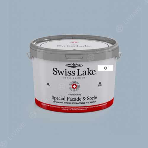 картинка Краска Swiss Lake Special Faсade & Socle цвет WATERY BLUE №2201 от LIVING